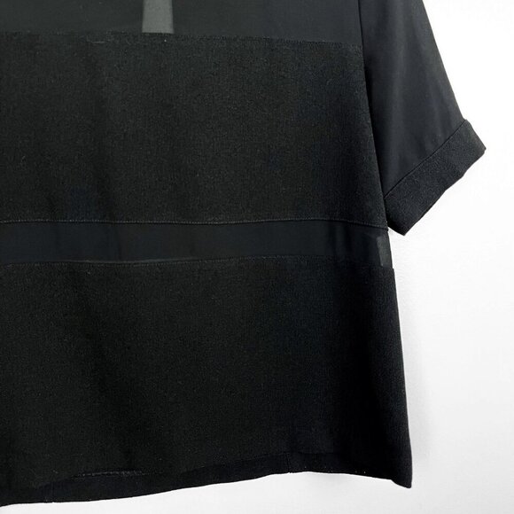 Sandra Angelozzi Womens Black Sheer Crepe Blouse Short Sleeve - Picture 2 of 6